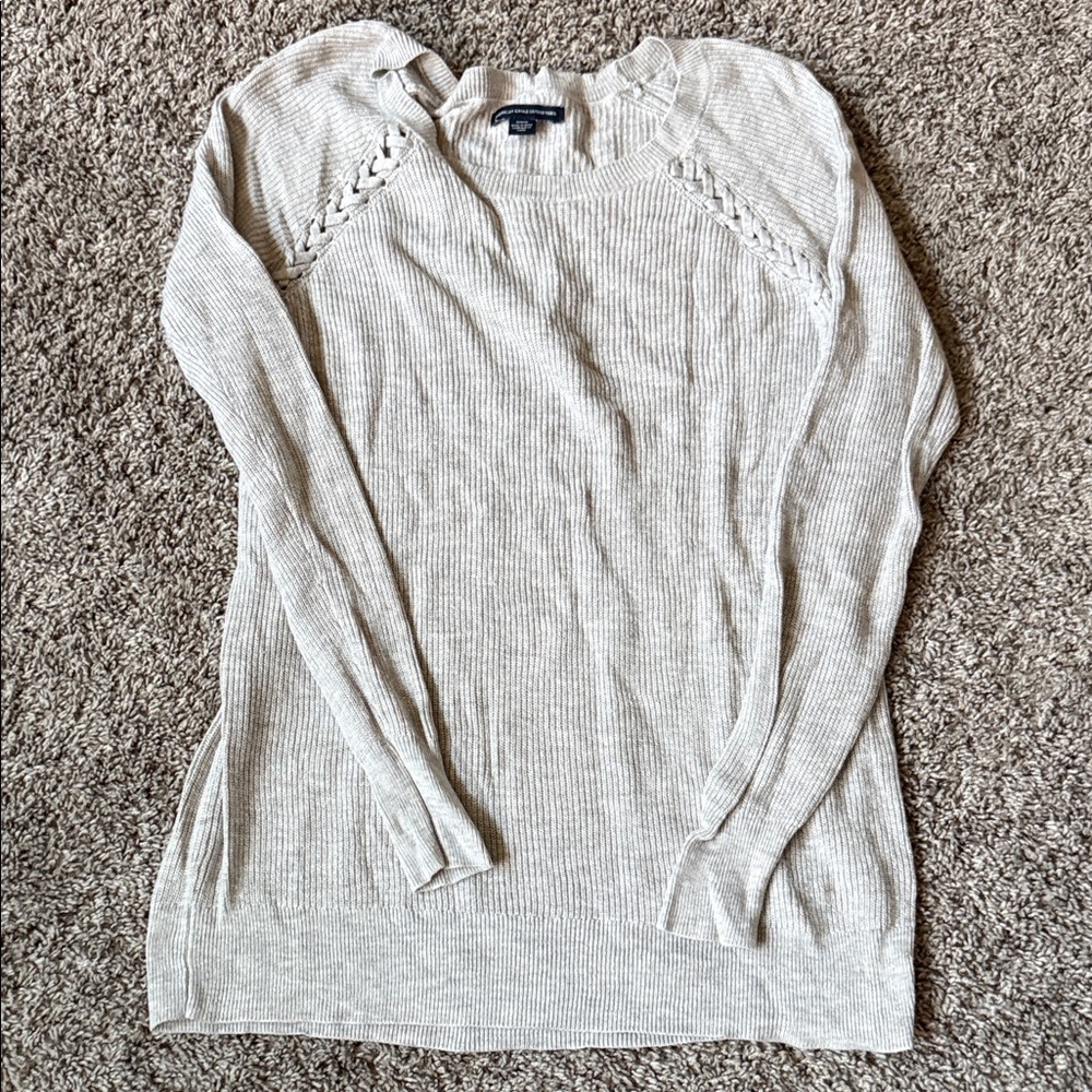 Light Grey American Eagle Long Sleeve Sweater